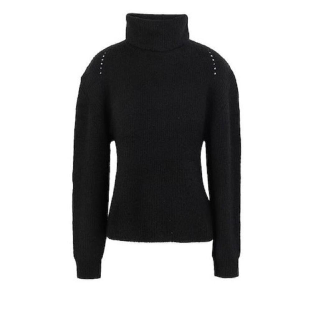 Topshop Roll Crop Sweater Black Turtleneck Mock Neck Soft Cozy Size 0-2 XS